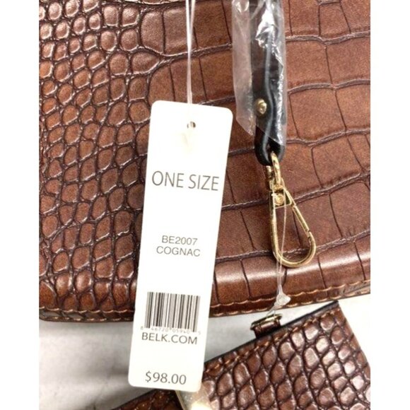 New Directions Brown Tote Bag W/ Matching Wristlet NWT - Picture 3 of 5